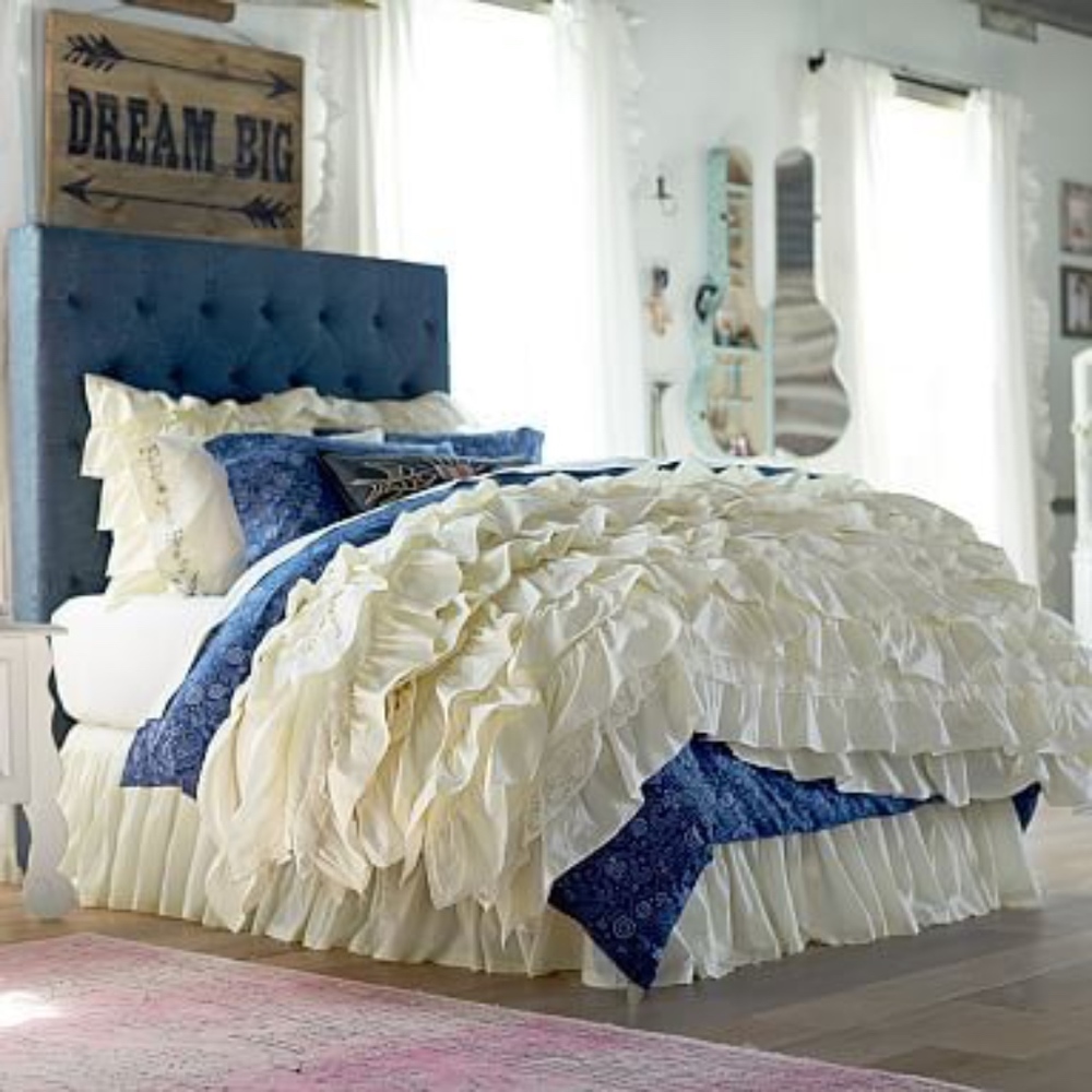 PBTEEN HEADBOARD FULL DENIM